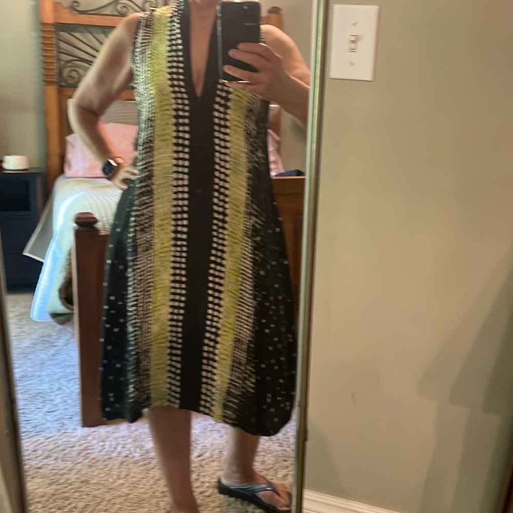 Silky midi V-neck dress size M
